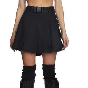 Dolls Kill Current Mood Devious High Security Utility Skirt - Black Women's XS